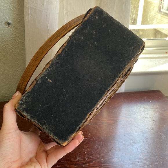 VTG Caro-Nan Wicker Basket Weave Box Purse Tennis Hand Painted Lid Handle Retro - Picture 14 of 14